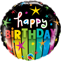 BALAO 18" REDONDO PC1 BDAY COLORFUL STRIPES