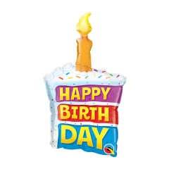BALAO 14" SHAPE SOLTO BDAY RAINBOW CAKE & CANDLE
