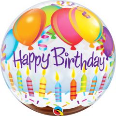 BALAO 22" BUBBLE SIMPLES PC1 BDAY BALLOONS & CANDLES