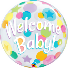 BALAO 22" BUBBLE SIMPLES PC1 WELCOME BABY COLORFUL DOTS