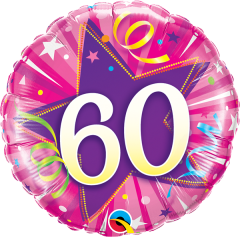 BALAO 18" REDONDO PC1 60-ESTRELA BRILHANTE ROSA
