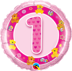 BALAO 18" REDONDO PC1 1 ANO ROSA URSINHO