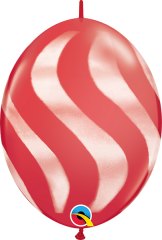 BALAO 12"QLINK VERMELHO PC50 LISTRAS ONDULADAS BRANCAS