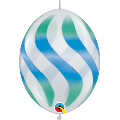 BALAO 12"QLINK DIAM TRAN PC50 WAVY STRIPES/GRN & BLU