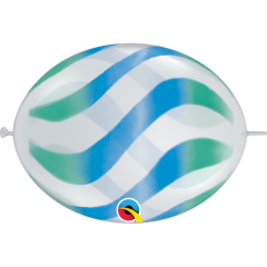 BALAO 12"QLINK DIAM TRAN PC50 WAVY STRIPES/GRN & BLU