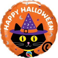 BALAO 18" REDONDO PC1 HALLOWEEN BLACK CAT & HAT