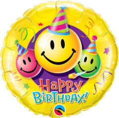 BALAO 18" REDONDO PC1 BDAY SMILE FACES