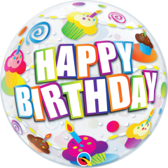 BALAO 22" BUBBLE SIMPLES PC1 BDAY COLORFUL CUPCAKES