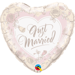 BALAO 18" CORACAO PC1 JUST MARRIED ROSES