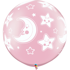 BALAO 30" R ROSA PRL PC2 BABY MOON & STARS-A-RND