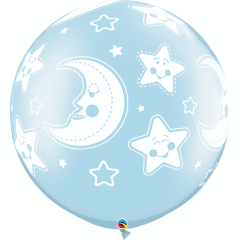 BALAO 30" R AZUL CLR PRL PC2 BABY MOON & STARS-A-RND