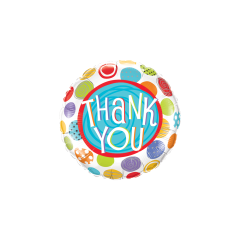 BALAO 09" REDONDO SOLTO THANK YOU PATTERNED DOTS