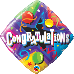 BALAO 18" DIAMANTE PC1 CONGRATULATIONS PARTY TIME