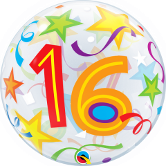 BALAO 22" BUBBLE SIMPLES PC1 16-ESTRELAS BRILHANTES