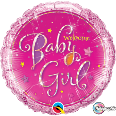 BALAO 18" REDONDO HOL PC1 WELCOME BABY GIRL STARS