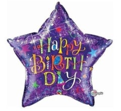 BALAO 36" ESTRELA HOL PC1 BDAY TYPOGRAPHY PURPLE
