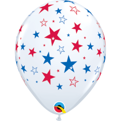 BALAO 11" R BRANCO PC50 RED & BLUE STARS