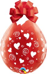 BALAO 18" R DIAMANTE TRAN PC25 SWIRLING HEARTS-A-RND (WHT)