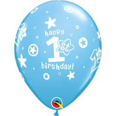 BALAO 11" R AZUL CLARO PC50 1ST BDAY CIRCLE STARS-BOY