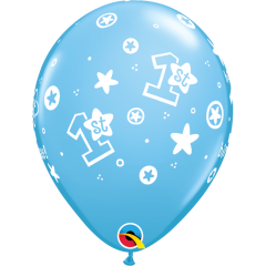 BALAO 11" R AZUL CLARO PC50 1ST BDAY CIRCLE STARS-BOY