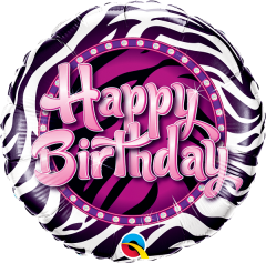 BALAO 18" REDONDO PC1 HAPPY BIRTHDAY-ZEBRA