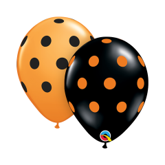 BALAO 11" R LARANJA/PRETO PC50 BIG POLKA DOTS