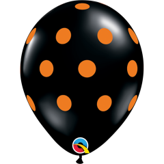 BALAO 11" R LARANJA/PRETO PC50 BIG POLKA DOTS