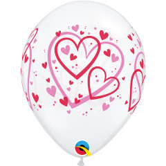 BALAO 11" R DIAMANTE TRAN PC50 MODELO CORACOES-VERMELHO/ROSA