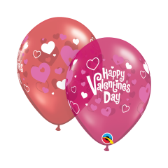 BALAO 11" R MAGENTA/RUBI PC50 VALENTINE'S PINK HEARTS