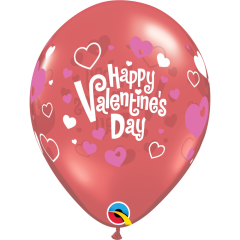 BALAO 11" R MAGENTA/RUBI PC50 VALENTINE'S PINK HEARTS
