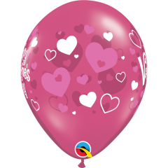BALAO 11" R MAGENTA/RUBI PC50 VALENTINE'S PINK HEARTS