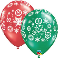 BALAO 11" R ESMER/RUBI PC50 MERRY CHRISTMAS!- FLOCOS