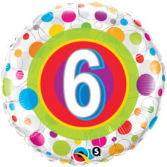 BALAO 18" REDONDO PC1 6 ANOS BOLINHAS COLORIDAS