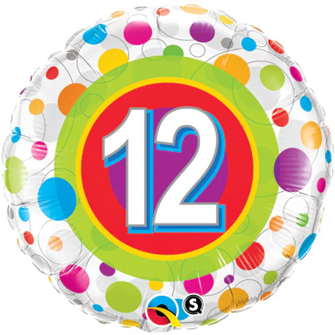 BALAO 18" REDONDO PC1 12 ANOS BOLINHAS COLORIDAS