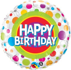 BALAO 18" REDONDO PC1 HAPPY BDAY COLORFUL DOTS