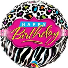 BALAO 18" REDONDO PC1 BDAY LEOPARD ZEBRA PATTERNS