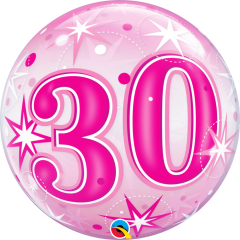 BALAO 22" BUBBLE SIMPLES PC1 30 PINK STARBURST SPARKLE