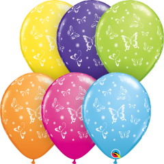 BALAO 11" R SORT TROP PC50 DECORACAO COM BORBOLETAS