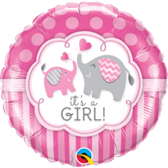 BALAO 18" REDONDO PC1 IT'S A GIRL ELEPHANTS