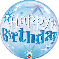 BALAO 22" BUBBLE SIMPLES PC1 BDAY BLUE STARBURST SPARKLE