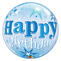 BALAO 22" BUBBLE SIMPLES PC1 BDAY BLUE STARBURST SPARKLE
