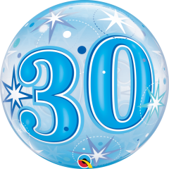 BALAO 22" BUBBLE SIMPLES PC1 30 BLUE STARBURST SPARKLE