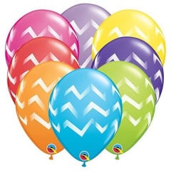 BALAO QUALATEX 11" ESTAMPADO - PACOTE FESTIVO COM 6 UNIDADES - LISTRAS CHEVRON