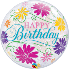 BALAO 22" BUBBLE SIMPLES PC1 BDAY FLOWERS & FILIGREE