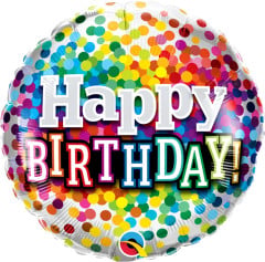BALAO 18" REDONDO PC1 BDAY RAINBOW CONFETTI