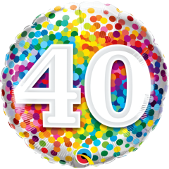 BALAO 18" REDONDO PC1 40 RAINBOW CONFETTI