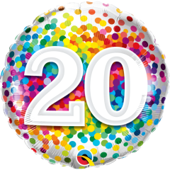 BALAO 18" REDONDO PC1 20 RAINBOW CONFETTI
