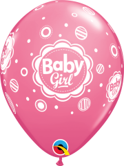 BALAO QUALATEX 11" ESTAMPADO - PACOTE FESTIVO COM 6 UNIDADES - BABY GIRLBOLINHA