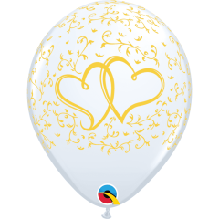 BALAO QUALATEX 11" ESTAMPADO - PACOTE FESTIVO COM 6 UNIDADES - ENTWINED HEARTS - CORACOES ENTRELACADOS