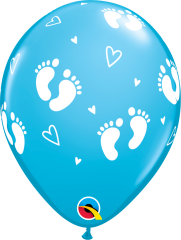BALAO QUALATEX 11" ESTAMPADO - PACOTE FESTIVO COM 6 UNIDADES - PEGADAS DE BEBE/COR
